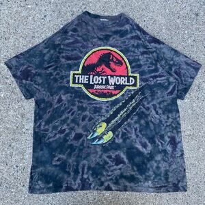 Vintage 1997 Jurassic Park The Lost World Tie Dye AOP Shirt Size XXL